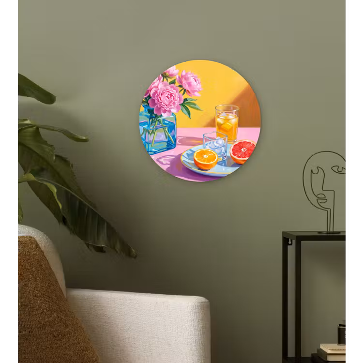 Muurcirkel glas - Bloemen - Roze - Modern - Bloemen - Roze - Modern Wandcirkel plexiglas klein