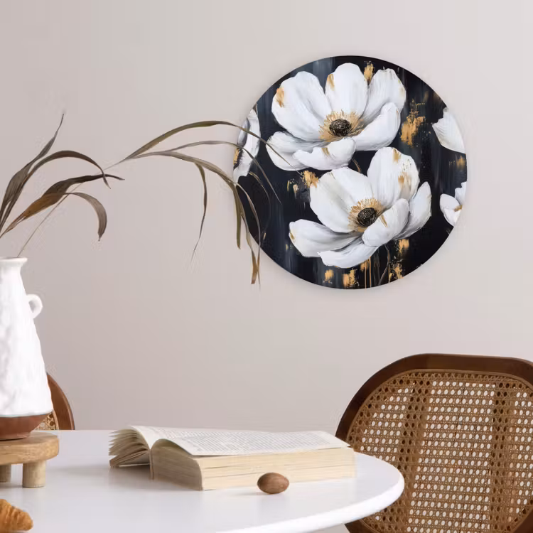Bloemen - Wit - Abstract Wandcirkel plexiglas klein -sfeer4