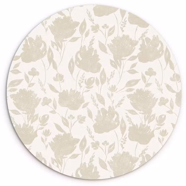 Bloemenpatroon - Silhouet - Wit Wandcirkel plexiglas klein 852 -3d