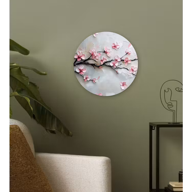 Bloesem - Kunstzinnig - Roze - Sakura Wandcirkel plexiglas klein -sfeer3