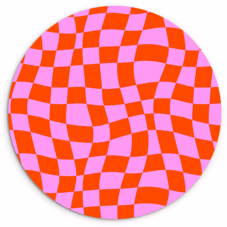 Blokken - Roze - Rood - Patroon Wandcirkel plexiglas klein 852 -3d
