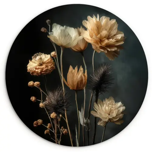 Boeket - Bloemen - Licht - Zwart Wandcirkel plexiglas klein -3d