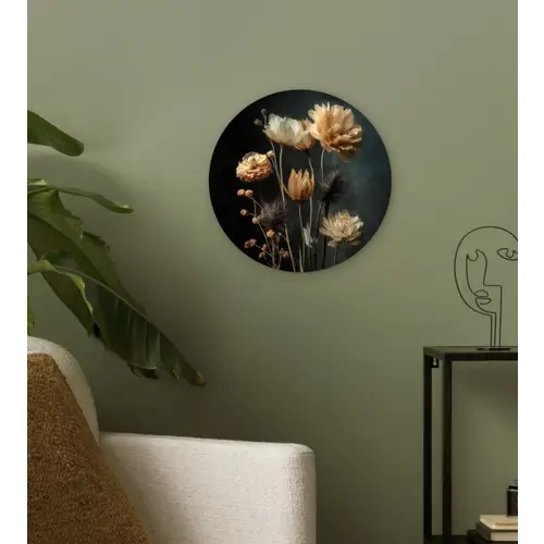 Boeket - Bloemen - Licht - Zwart Wandcirkel plexiglas klein -sfeer3