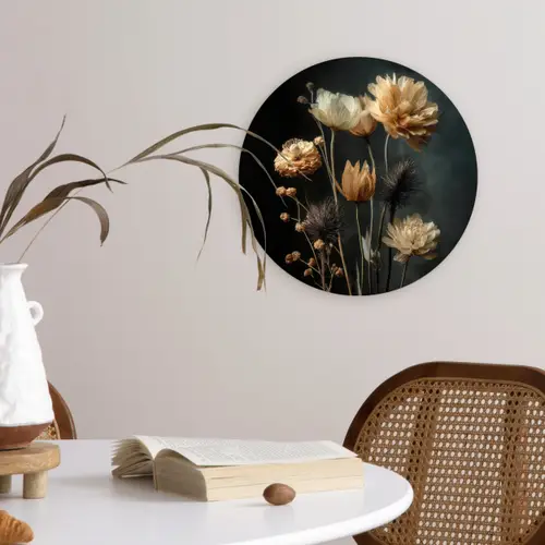 Boeket - Bloemen - Licht - Zwart Wandcirkel plexiglas klein -sfeer4