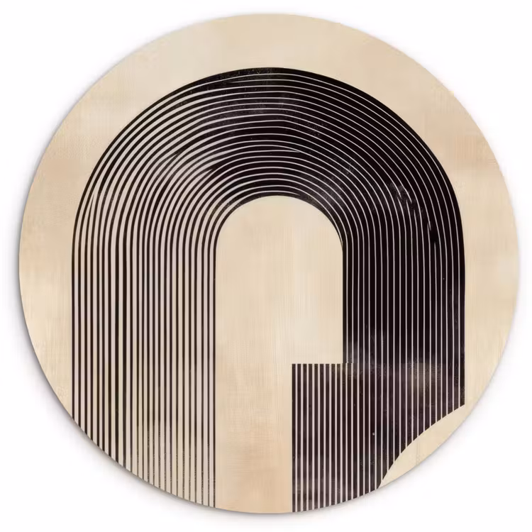 Boog -  Strepen - Minimalistisch - Zwart Wandcirkel plexiglas klein -3d