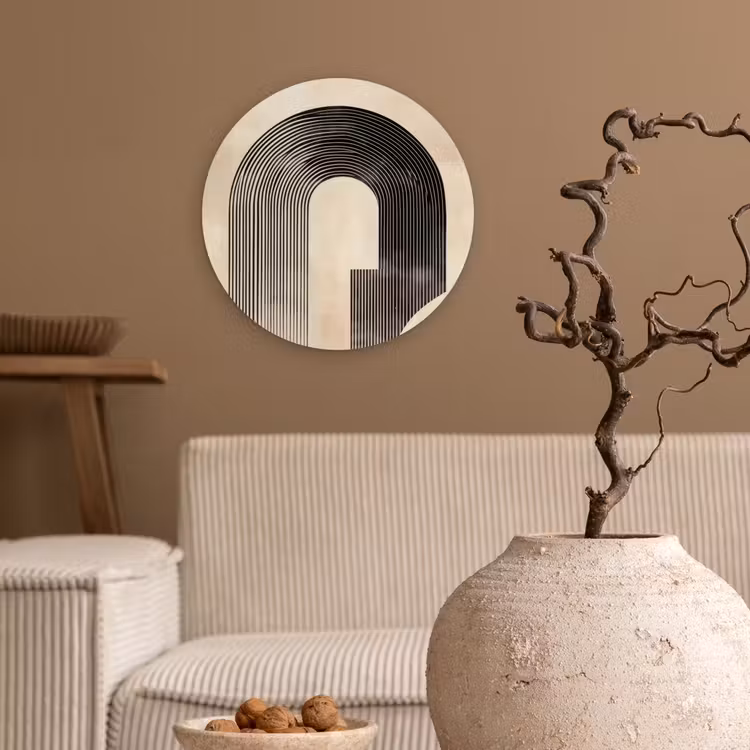 Boog -  Strepen - Minimalistisch - Zwart Wandcirkel plexiglas klein -sfeer1