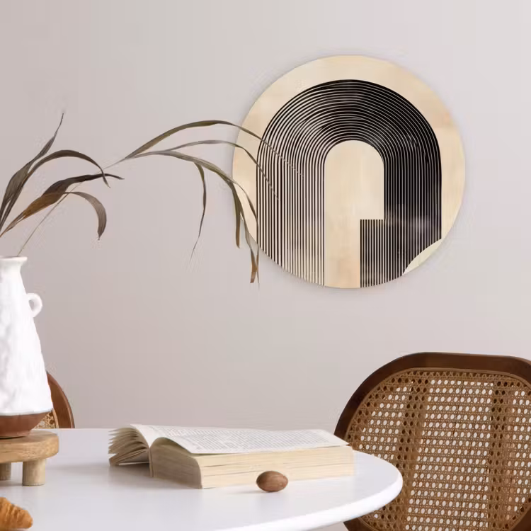 Boog -  Strepen - Minimalistisch - Zwart Wandcirkel plexiglas klein -sfeer4