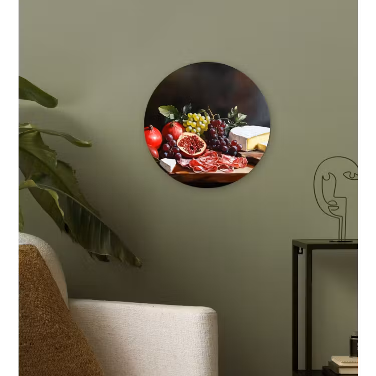 Borrelplank - Stilleven - Vintage Wandcirkel plexiglas klein -sfeer3