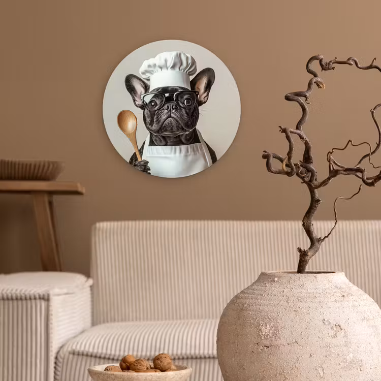 Bril - Hond - Kok Wandcirkel plexiglas klein -sfeer1