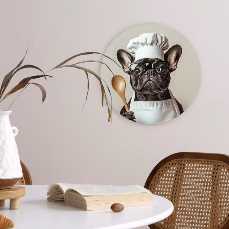 Bril - Hond - Kok Wandcirkel plexiglas klein -sfeer4