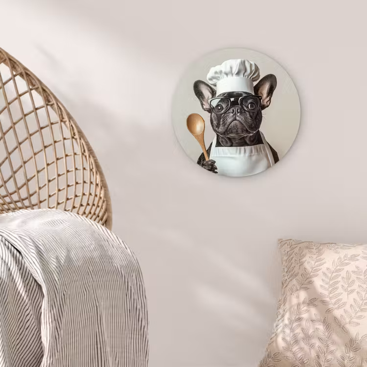 Bril - Hond - Kok Wandcirkel plexiglas klein -sfeer5