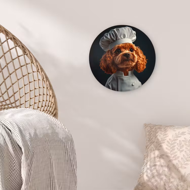 Bruin - Kok - Hondje Wandcirkel plexiglas klein -sfeer5