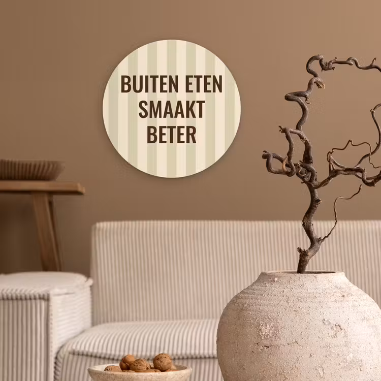 Buiten - Quote - Strepen - Zomer Wandcirkel plexiglas klein -sfeer1
