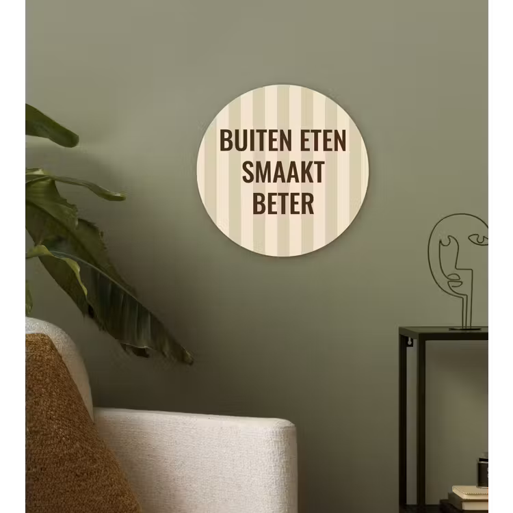 Buiten - Quote - Strepen - Zomer Wandcirkel plexiglas klein -sfeer3