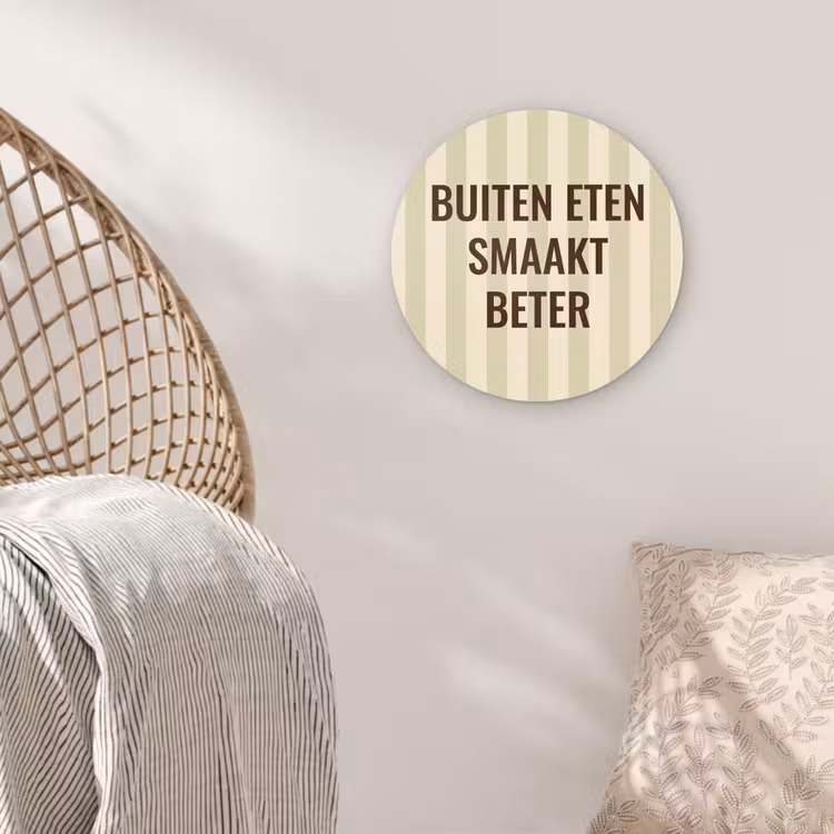 Buiten - Quote - Strepen - Zomer Wandcirkel plexiglas klein -sfeer5