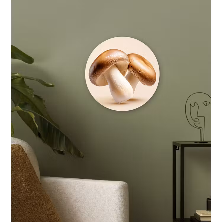 Champignons - Zacht - Beige Wandcirkel plexiglas klein -sfeer3