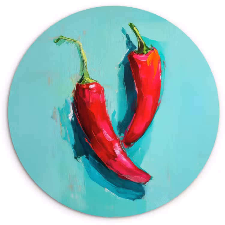 Chilipepers - Geverfd - Rood Wandcirkel plexiglas klein -3d