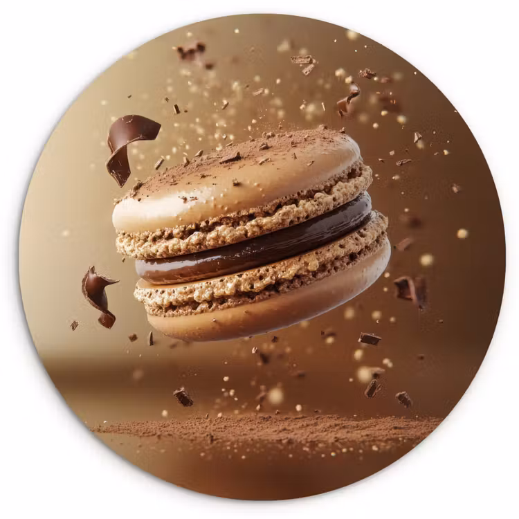 Chocolade - Macarons - Eten - Snoep Wandcirkel plexiglas klein -3d