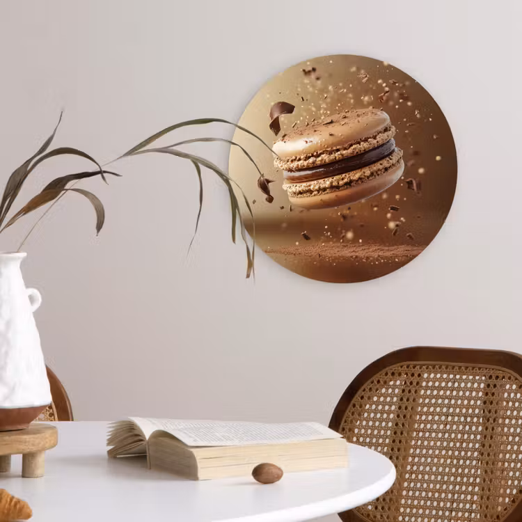 Chocolade - Macarons - Eten - Snoep Wandcirkel plexiglas klein -sfeer4