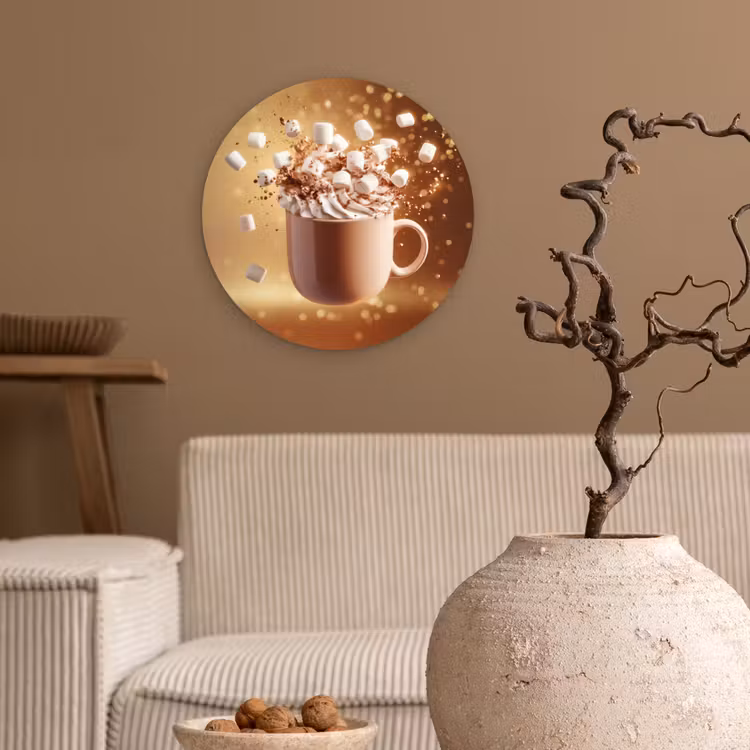 Chocomelk - Drinken - Warm - Bruin Wandcirkel plexiglas klein -sfeer1