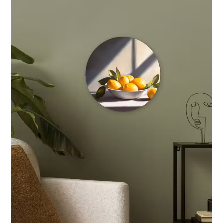 Citroenen - Stilleven - Geel Wandcirkel plexiglas klein -sfeer3