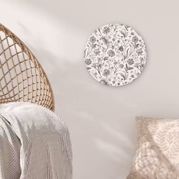 Classic - Black - White - Floral Wandcirkel plexiglas klein 852 -sfeer5