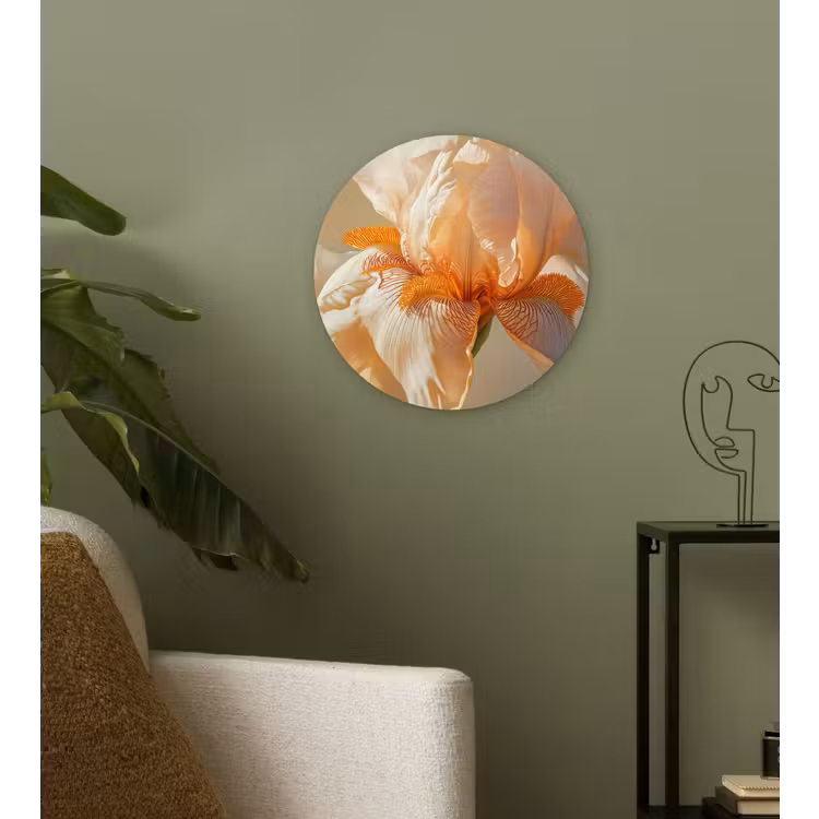 Close up - Oranje - Iris Wandcirkel plexiglas klein -sfeer3