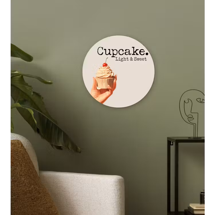 Cupcake - Zoet - Kers Wandcirkel plexiglas klein -sfeer3