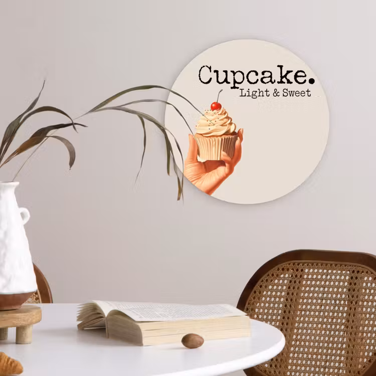 Cupcake - Zoet - Kers Wandcirkel plexiglas klein -sfeer4