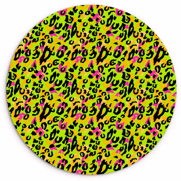 Dieren - Neon - Groen - Panterprint Wandcirkel plexiglas klein 852 -3d