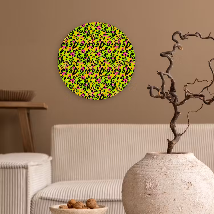Dieren - Neon - Groen - Panterprint Wandcirkel plexiglas klein 852 -sfeer1