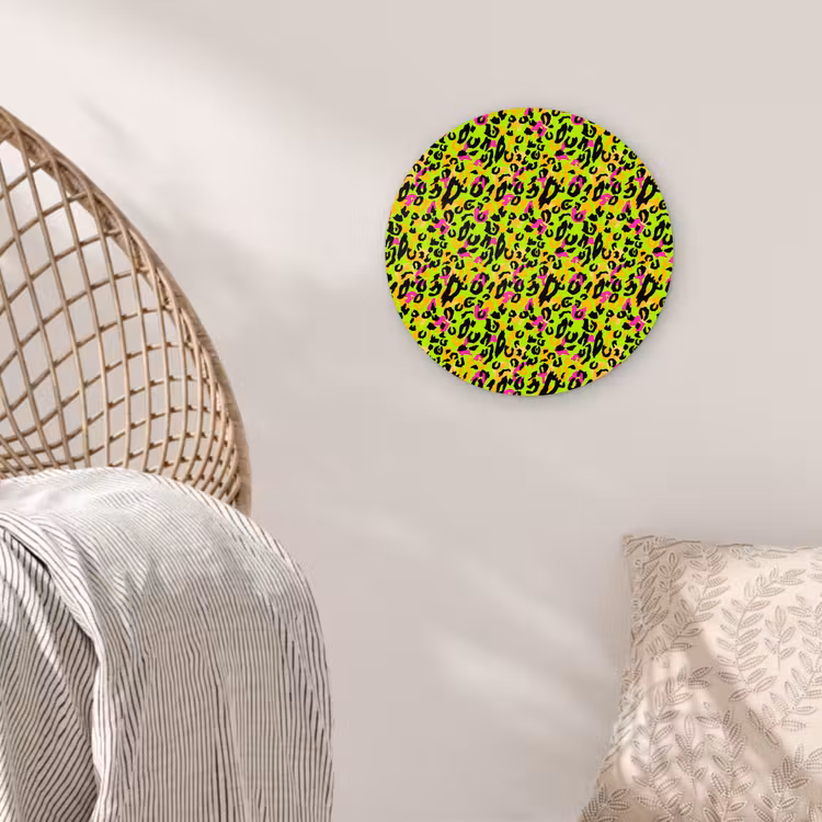 Dieren - Neon - Groen - Panterprint Wandcirkel plexiglas klein 852 -sfeer5