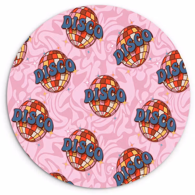 Disco - Bal - Patroon - Roze Wandcirkel plexiglas klein 852 -3d