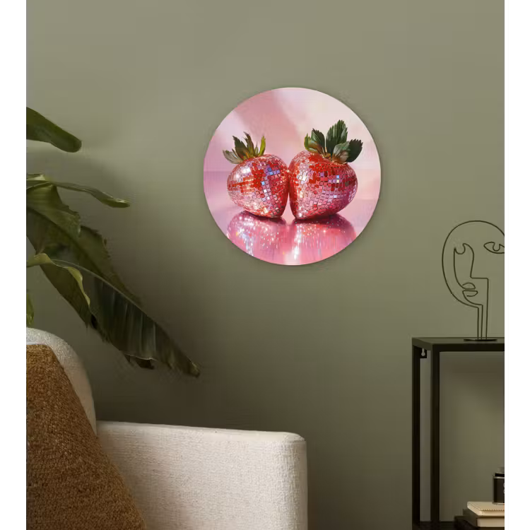 Disco - Fruit - Glitter - Strawberry Wandcirkel plexiglas klein -sfeer3