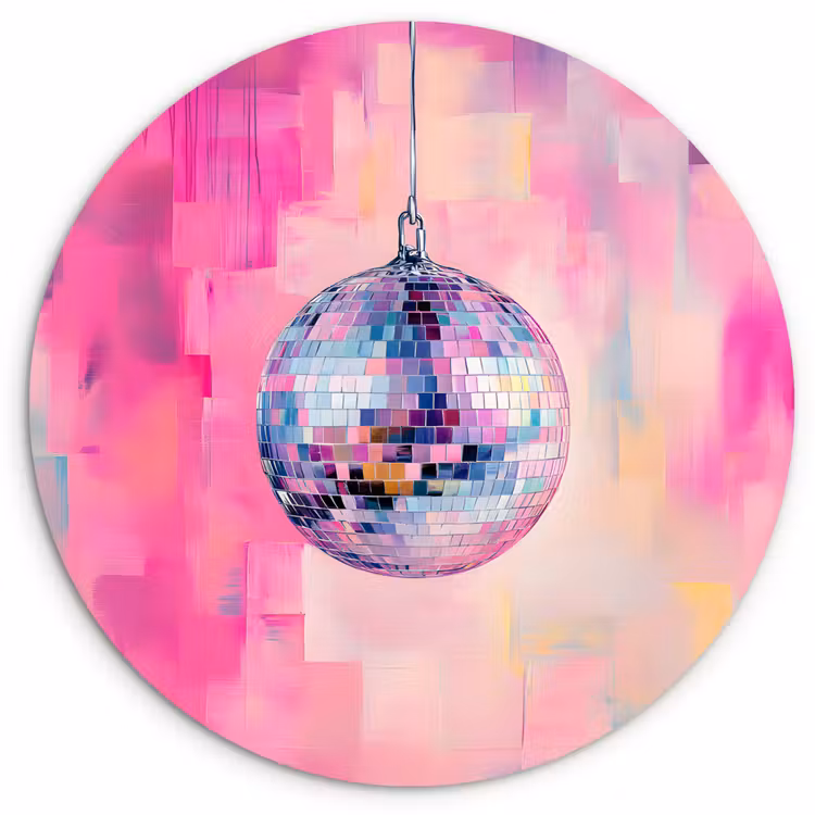 Discobal - Pink - Verf Wandcirkel plexiglas klein -3d