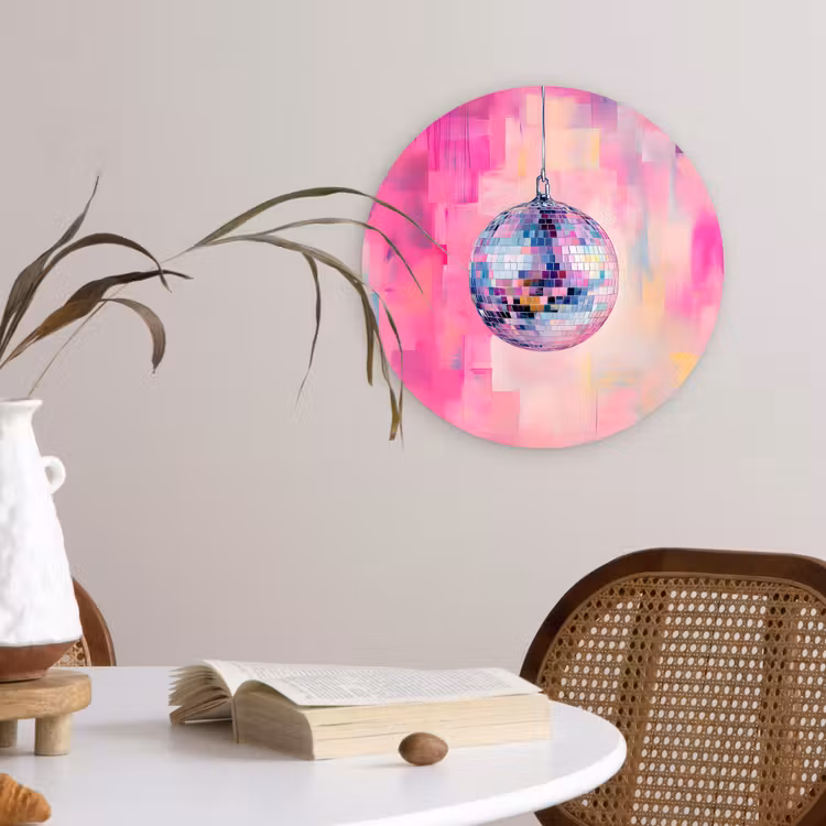Discobal - Pink - Verf Wandcirkel plexiglas klein -sfeer4