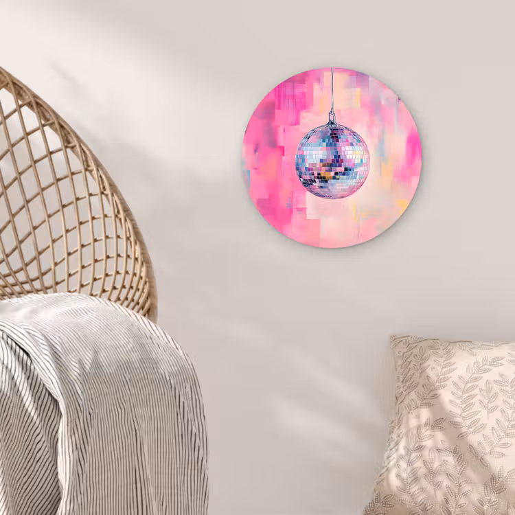 Discobal - Pink - Verf Wandcirkel plexiglas klein -sfeer5