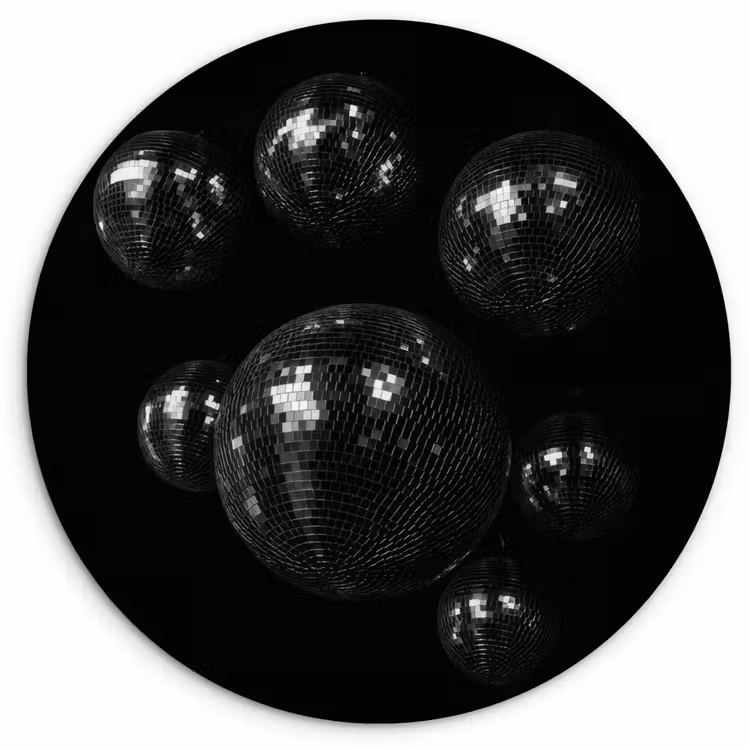 Discoballen - Minimalistisch - Zwart Wandcirkel plexiglas klein -3d