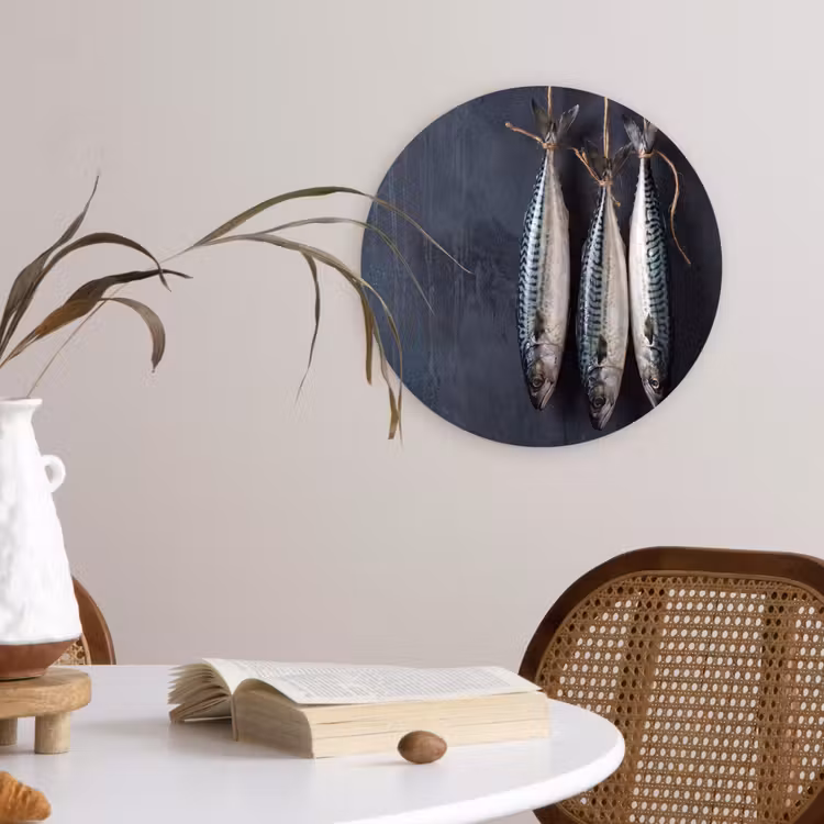 Muurcirkel glas - Drie vissen - Touw - Drie vissen - Touw Wandcirkel plexiglas klein