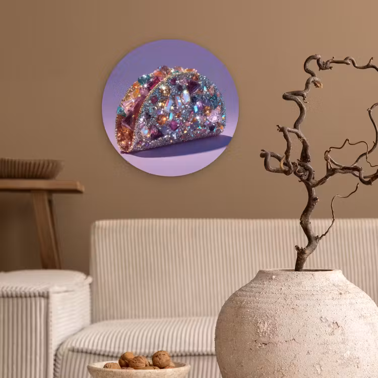 Edelstenen - Glitters - Paars - Kleurrijk Wandcirkel plexiglas klein -sfeer1