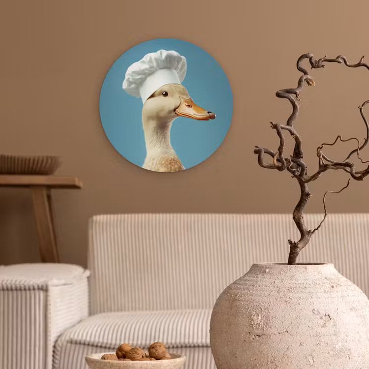 Eend - Koksmuts - Cute - Vogel Wandcirkel plexiglas klein -sfeer1