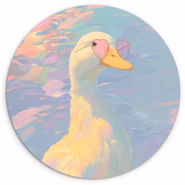 Eend - Zonnebril - Water Wandcirkel plexiglas klein -3d