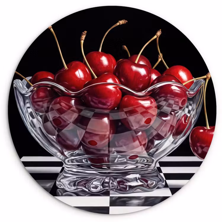 Muurcirkel glas - Eten - Kersen - Rood - Eten - Kersen - Rood Wandcirkel plexiglas klein