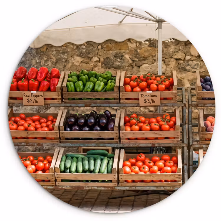 Muurcirkel glas - Eten - Markt - Vers - Eten - Markt - Vers Wandcirkel plexiglas klein