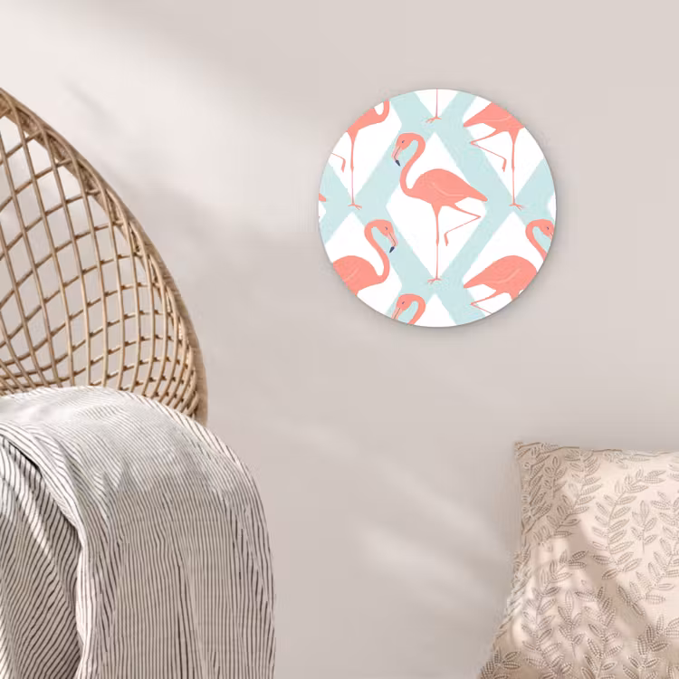 Flamingo - Mintgroen - Ruit Wandcirkel plexiglas klein 852 -sfeer5