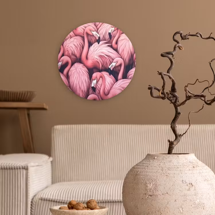 Flamingo - Roze - Dieren Wandcirkel plexiglas klein -sfeer1