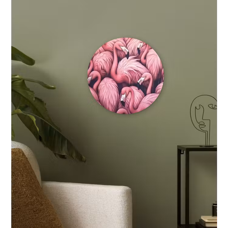 Flamingo - Roze - Dieren Wandcirkel plexiglas klein -sfeer3