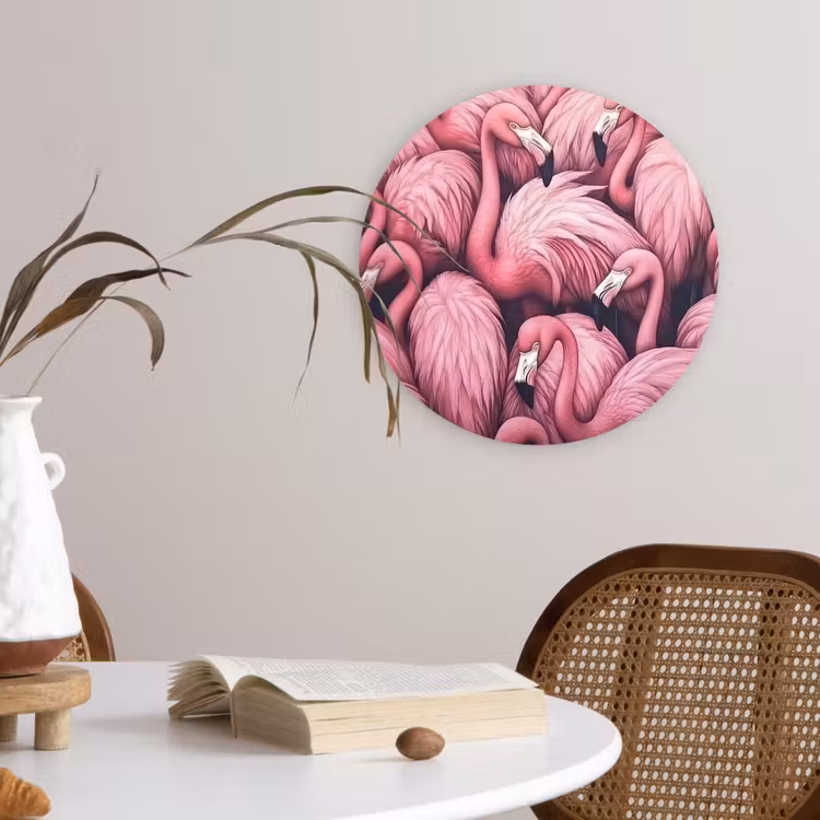Flamingo - Roze - Dieren Wandcirkel plexiglas klein -sfeer4