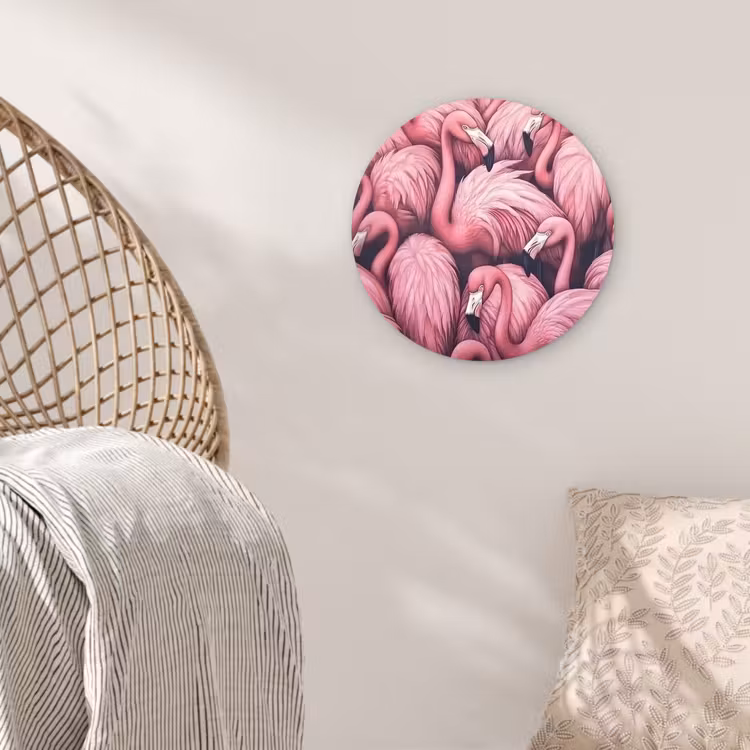 Flamingo - Roze - Dieren Wandcirkel plexiglas klein -sfeer5