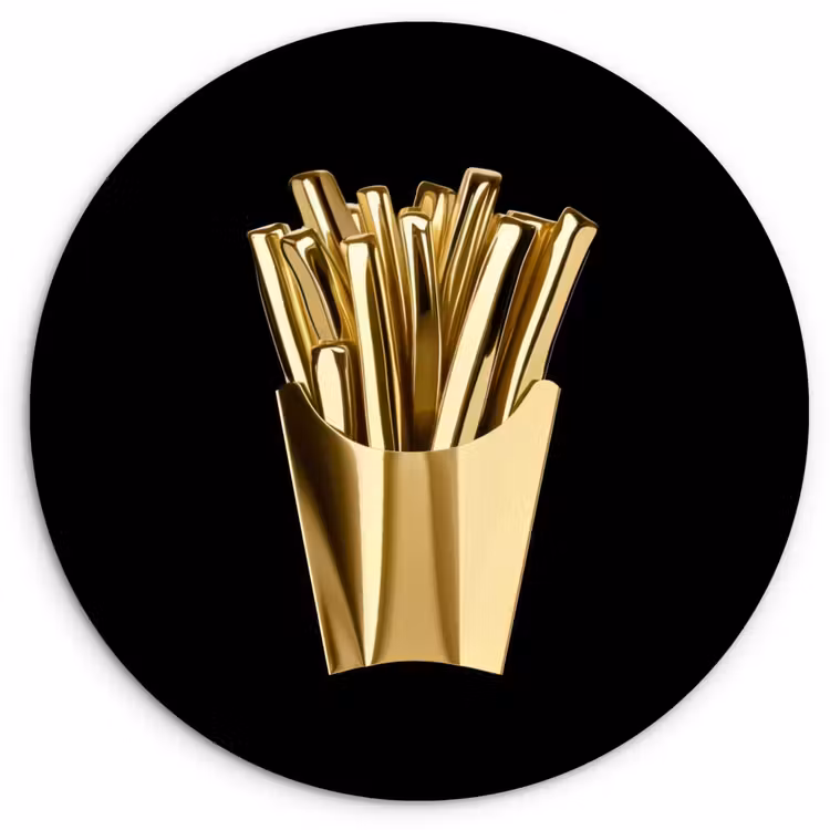 Friet - Goud - Chrome - Eten Wandcirkel plexiglas klein -3d